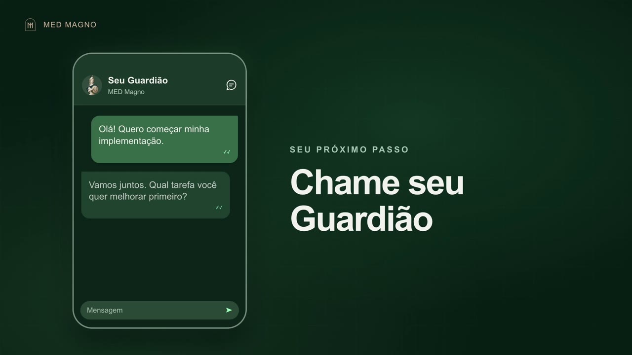 Mockup de celular com a conversa do Guardião e o título Chame seu Guardião