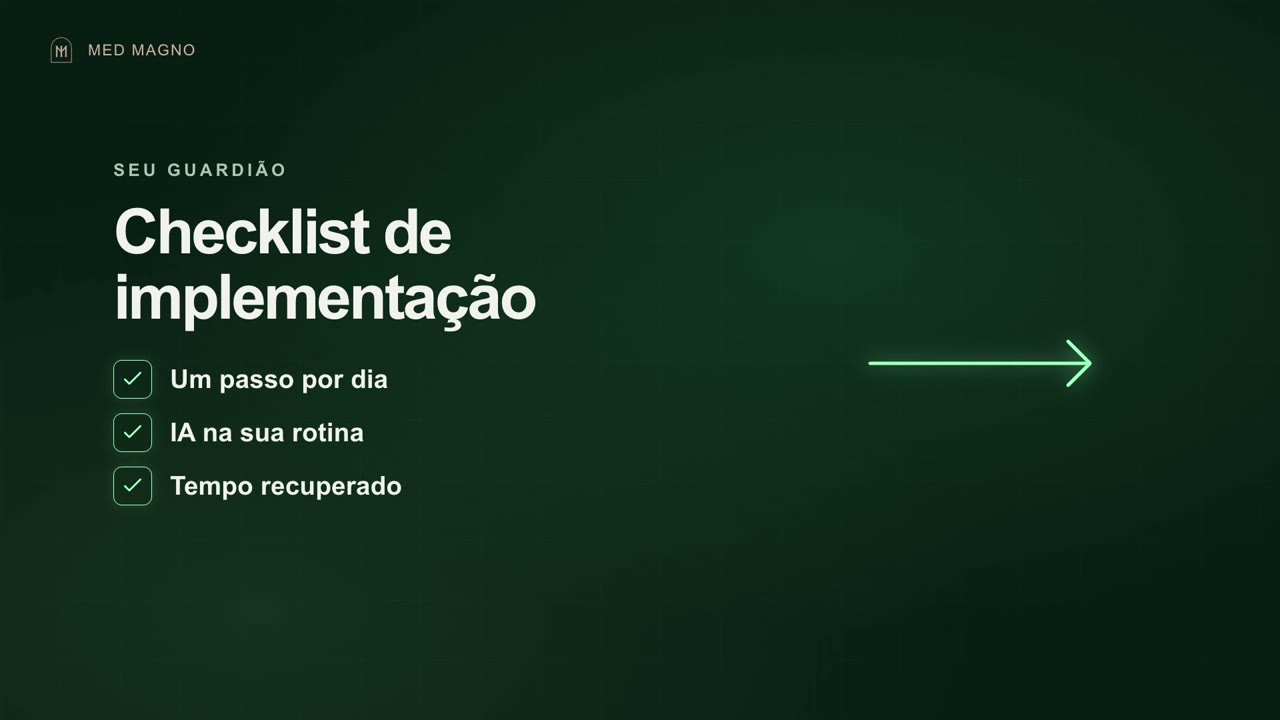 Checklist de implementação com itens marcados
